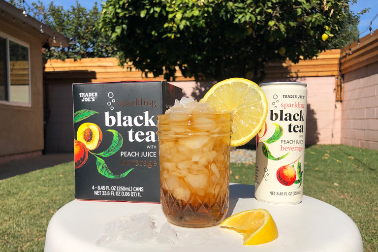 Sparkling Black Tea with Peach Juice Beverage