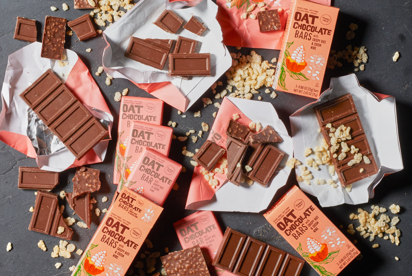 Oat Chocolate Bars with Crispy Rice & Cocoa Nibs