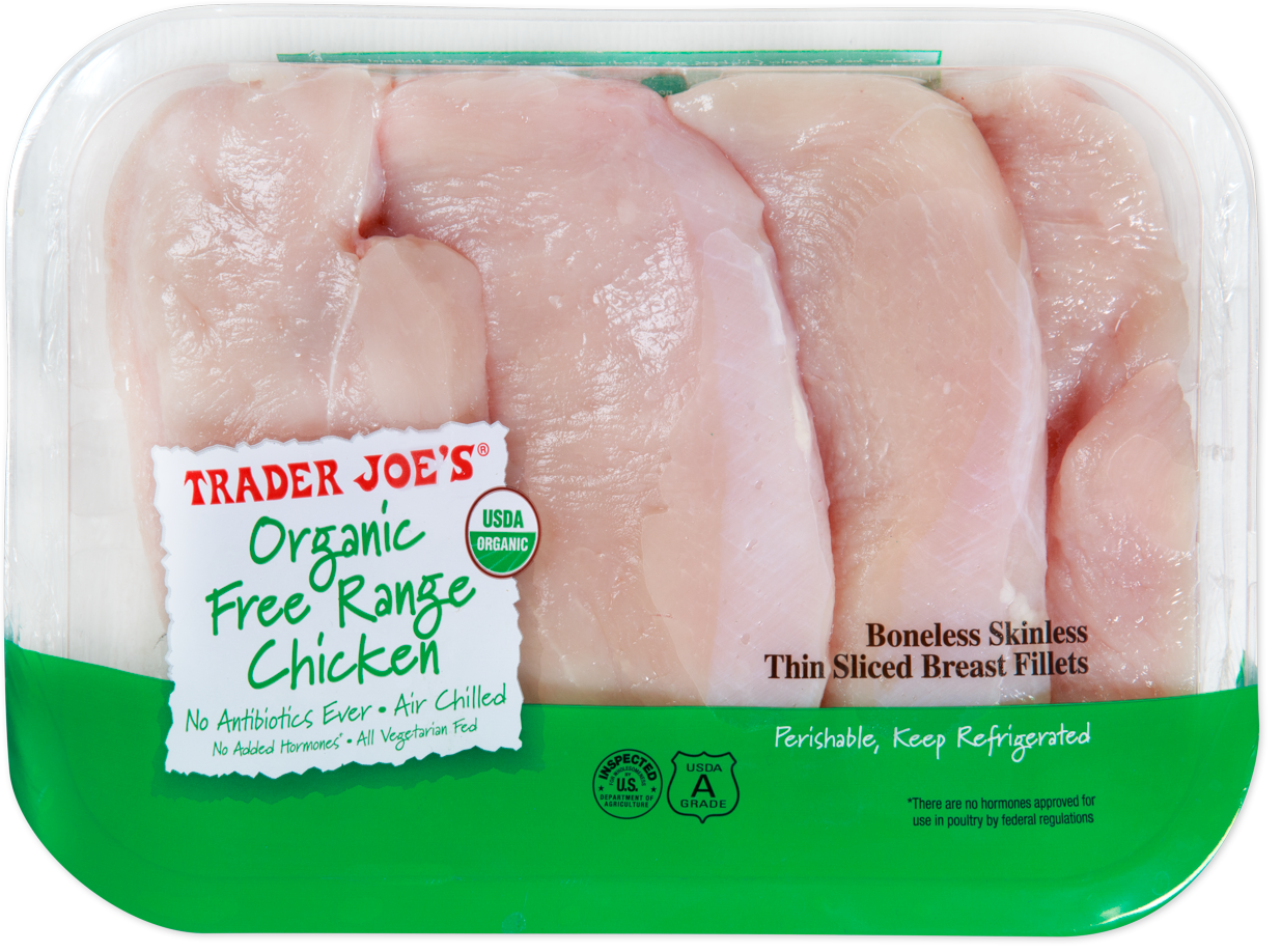 Organic Free Range Boneless Skinless Thin Sliced Chicken Breast Fillets