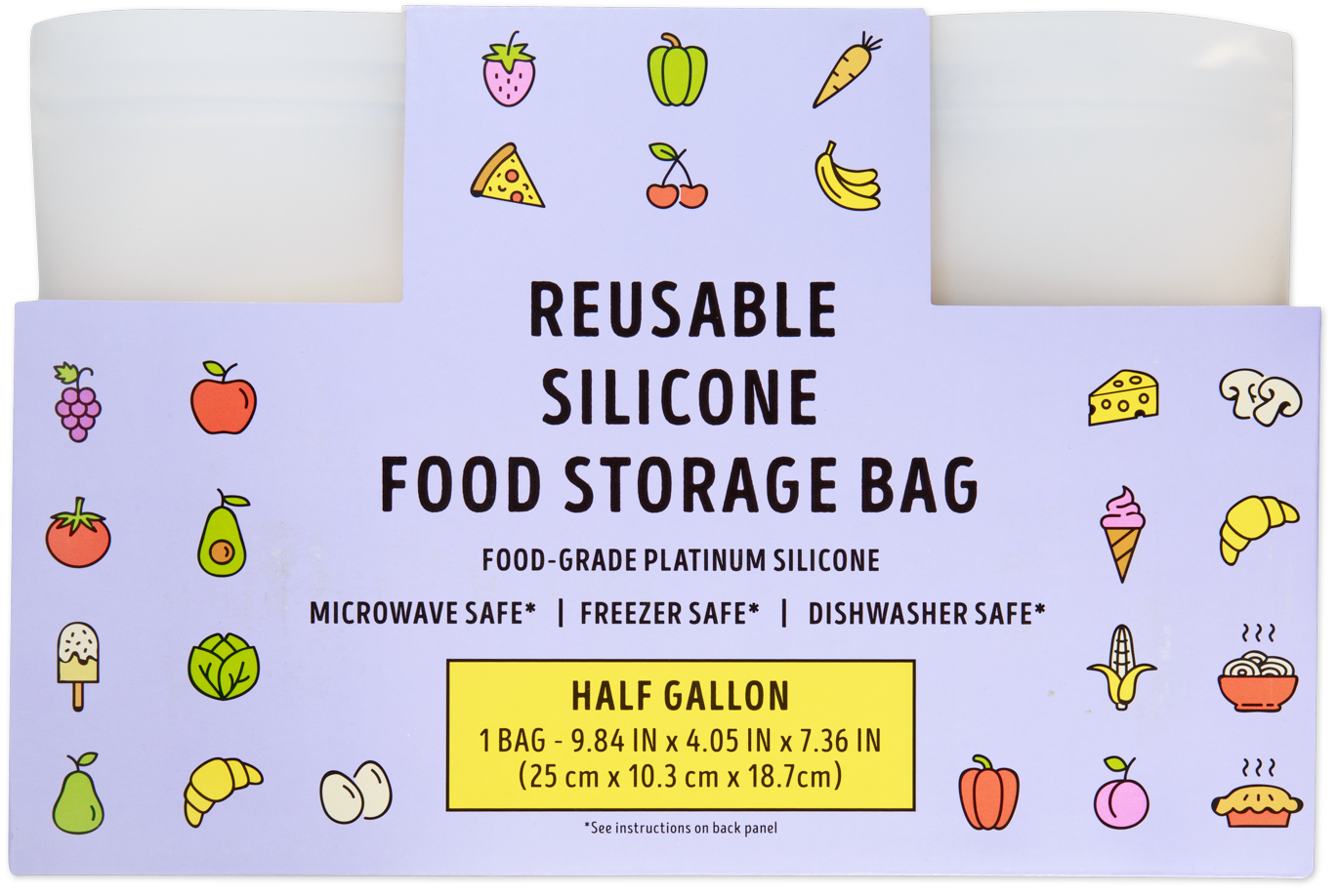 Reusable Silcone Food Storage Bag Half Gallon